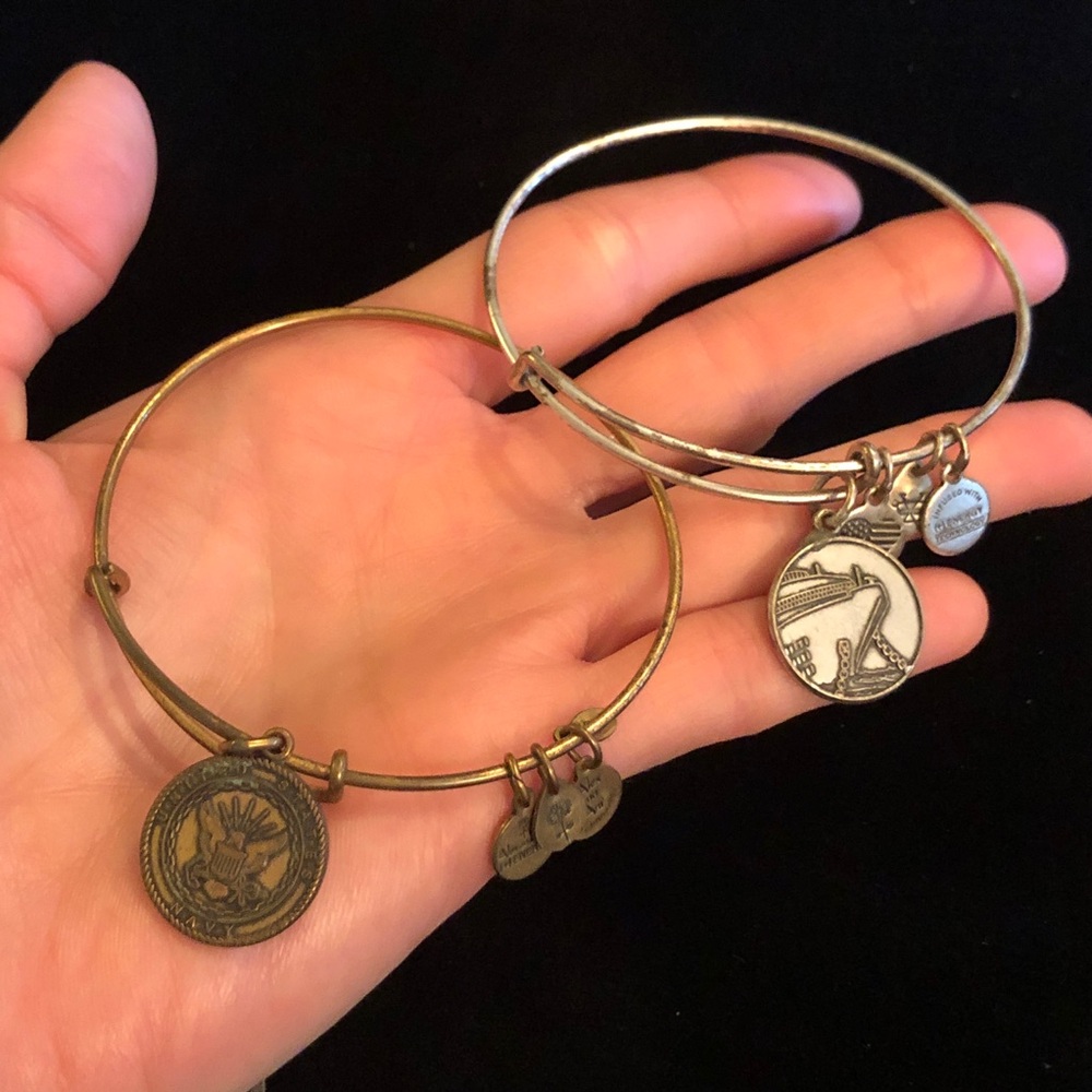 Two Gold and Silver Navy Theme Charm Bracelets + Energy Technology